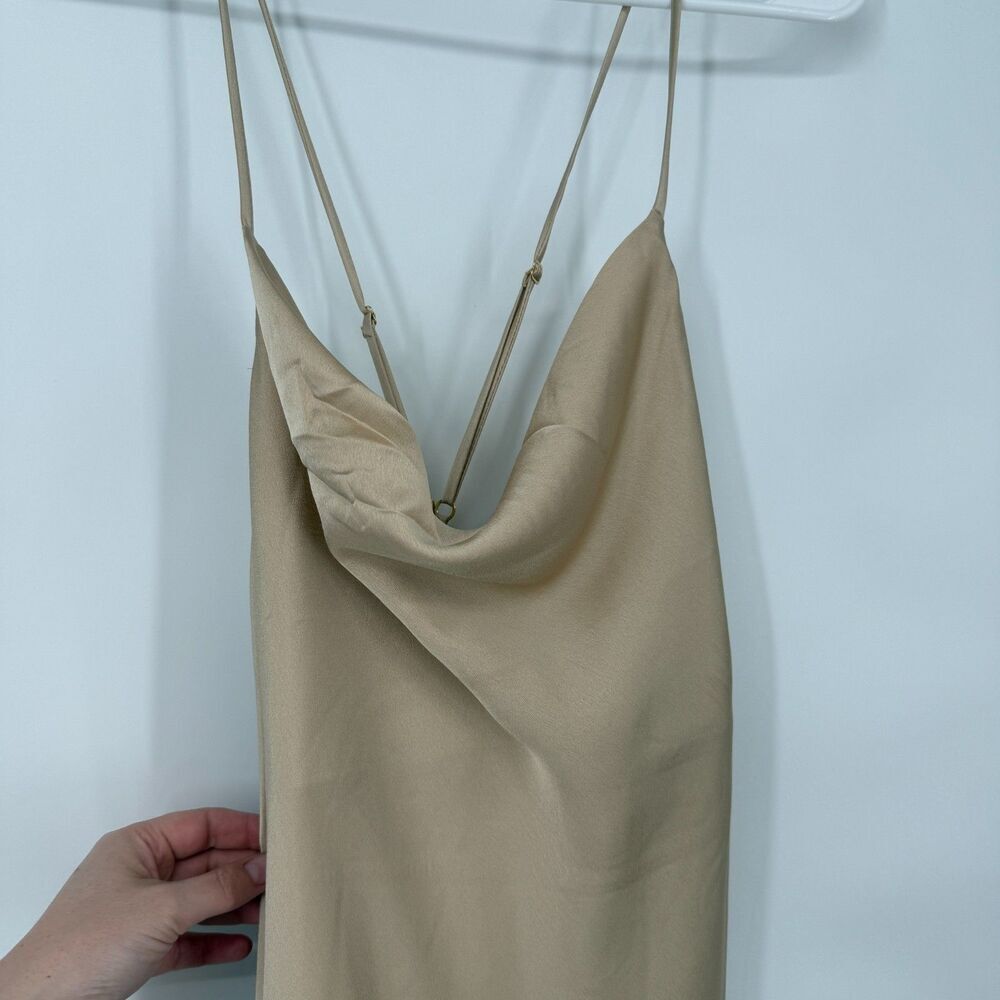 Show Me Your Mumu Verona Satin Dress Champagne Slip Dress Cowl Neck Midi Size M - Picture 3 of 16